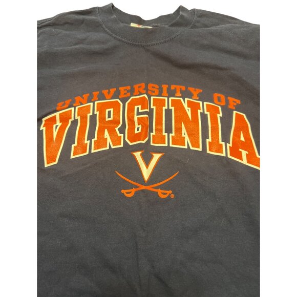 University Of Virginia Cavaliers Jerzees Cotton T Shirt Navy Blue Size Small - Picture 2 of 3